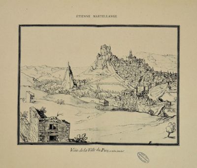 Archives départementales de la Haute-Loire. Collection de gravures de monuments et sites (vue de la ville du Puy, 5 Fi Le Puy 31/6).