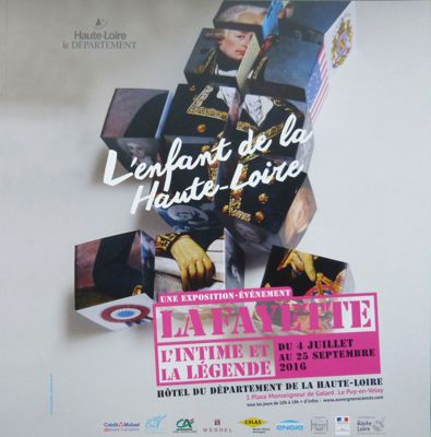 Archives départementales de la Haute-Loire. Catalogue de l'exposition "Lafayette, l'enfant de la Haute-Loire. L'intime et la légende", août 2016  (page de couverture).