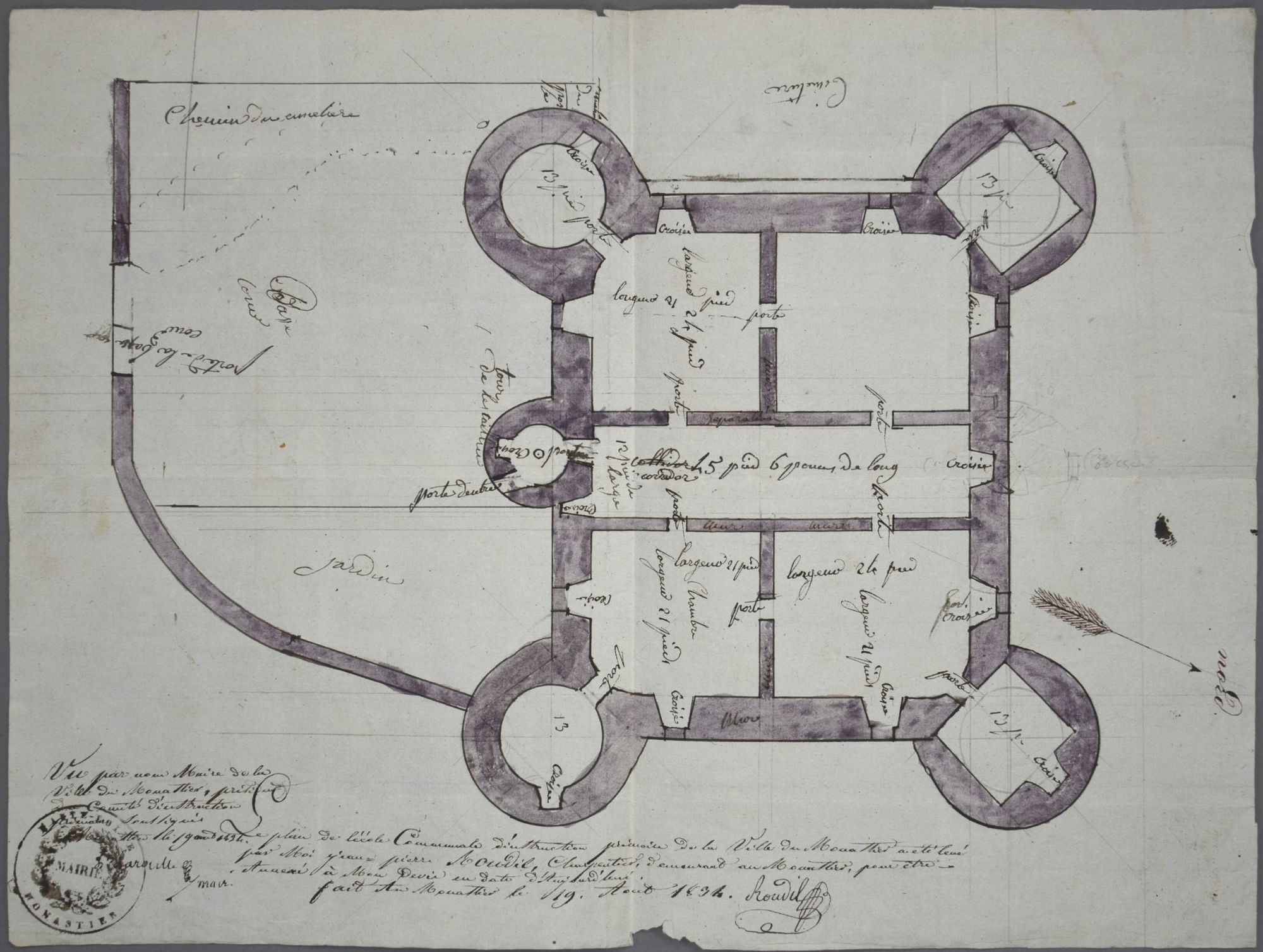 Plans du château abbatial du Monastier-sur-Gazeille au XIXe siècle