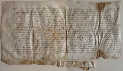 Archives départementales de la Haute-Loire. Vidimus d'un hommage rendu par Jean Blanc de Roche-Salyestels, damoiseau, en faveur de dame Béatrice de Grizols, prieure de Paulhaguet, 1329 (98 H 10-34).