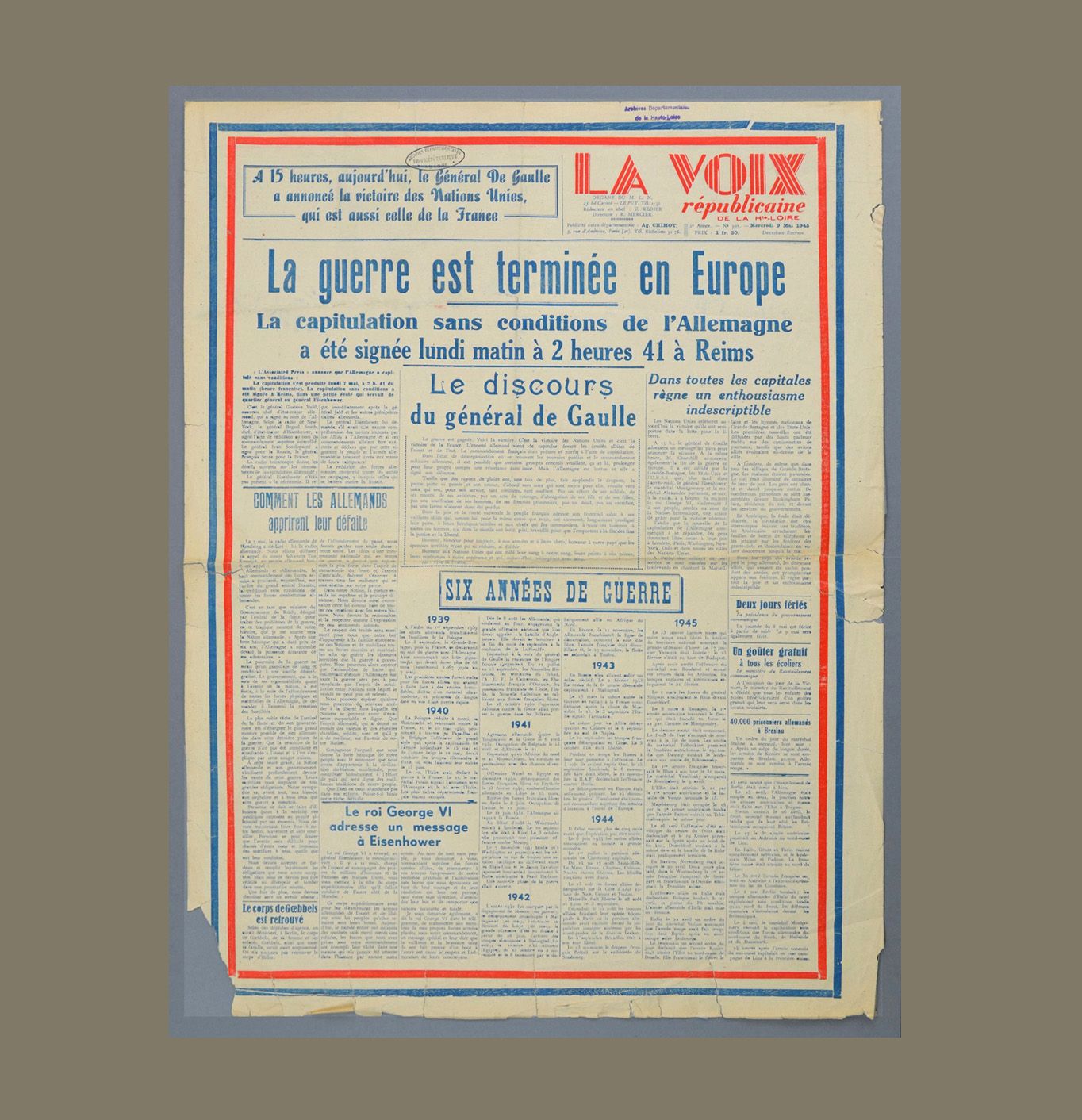 70ème anniversaire de la victoire des Alliés sur l'Allemagne nazie et la fin de la Seconde Guerre mondiale en Europe du 8 mai 1945