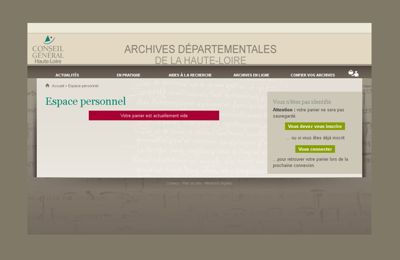 Archives départementales de la Haute-Loire. espace personnel. 