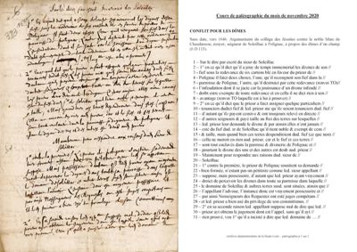 Archives départementales de la Haute-Loire. Cours de paléographie, mois de septembre 2020, texte et corrigé (3 E 67/1).