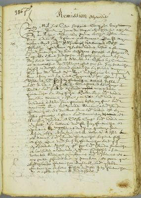 Archives départementales de la Haute-Loire. Effectuer une recherche dans les fonds notariés (notaire Jacques Espanhon, Le Puy, 1665, 3 E 263/164, détail).