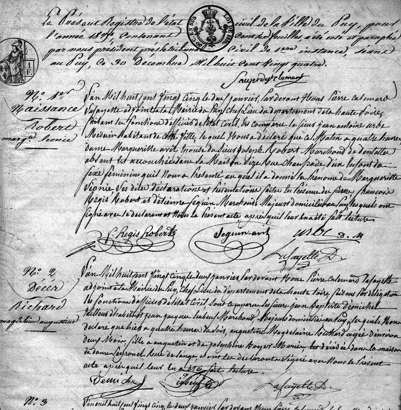 Archives départementales de la Haute-Loire. Registres paroissiaux et d'état civil