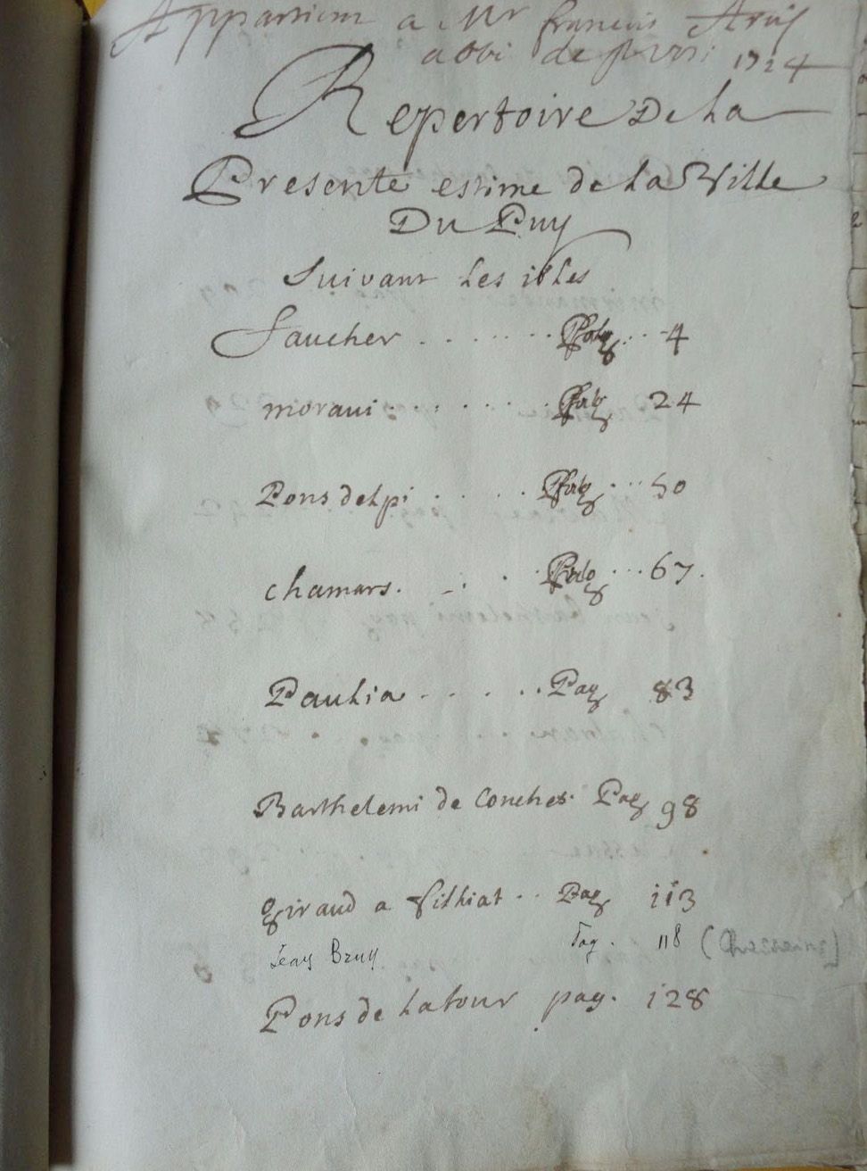 La Margot, compoix du Puy-en-Velay de 1544. 