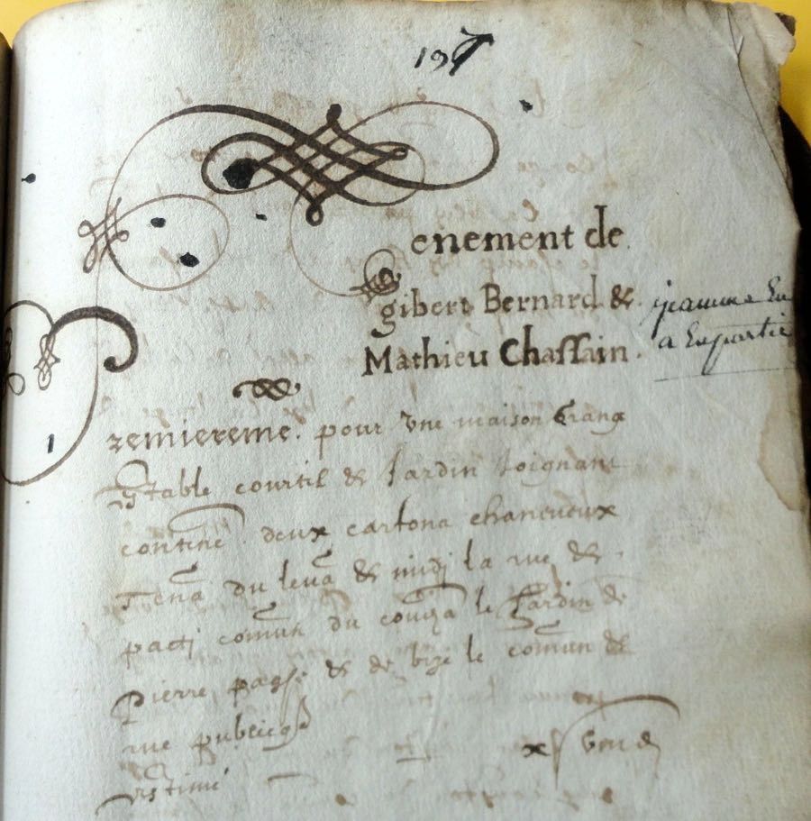 Compoix de Sauzet près Venteuges, 1643. Détail. 1 C 2616.