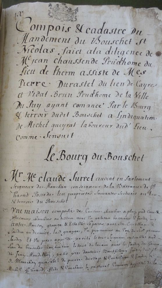 Compoix du Bouchet-Saint-Nicolas, p. 1 et 2. Num.