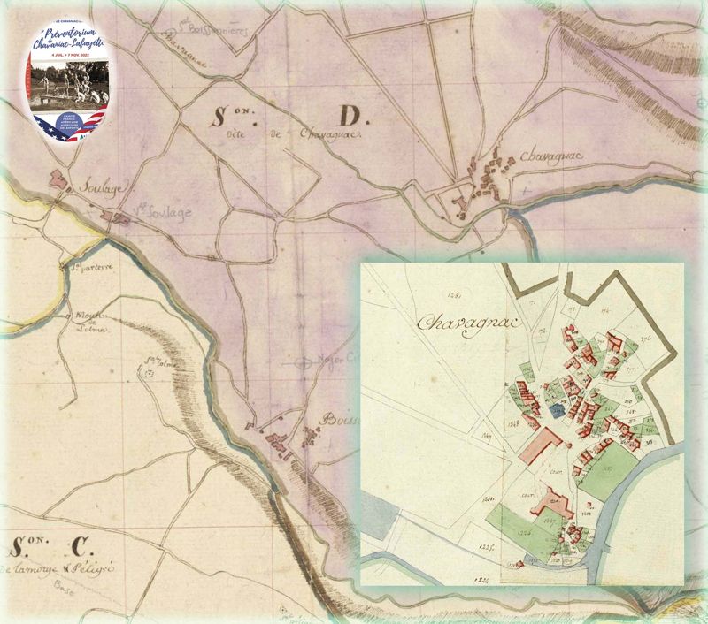 Plan du cadastre napoléonien de la commune de Chavaniac-Lafayette, tableau d'assemblage et section A (3 P 3534)