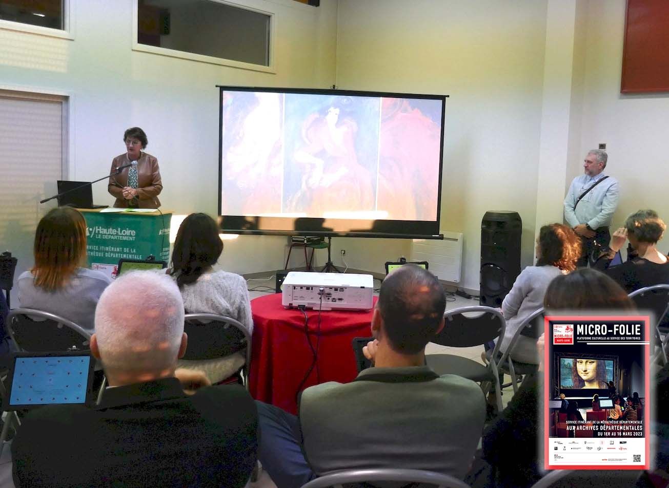Micro-Folie aux Archives de la Haute-Loire, inauguration du 6 mars 2023 en présence de Marie-Agnès Petit.