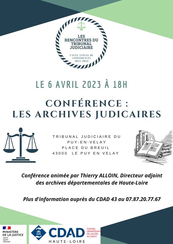 "Les archives judiciaires", conférence animée par Thierry Alloin au Tribunal judiciaire du Puy-en-Velay