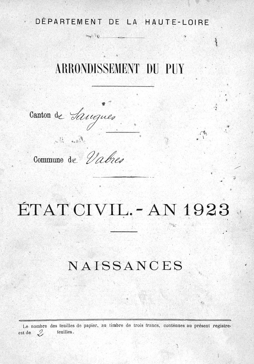 Actes de naissance de l'année 1923