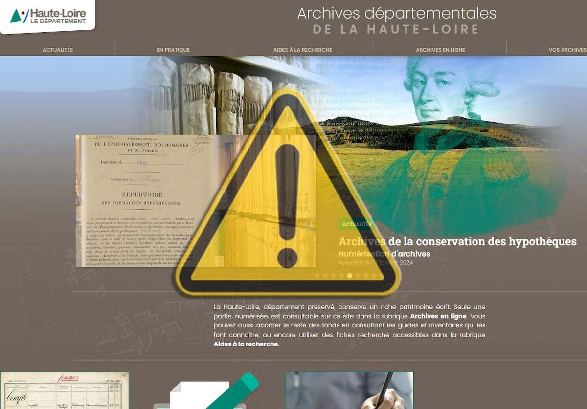 Maintenance sur le site internet des Archives