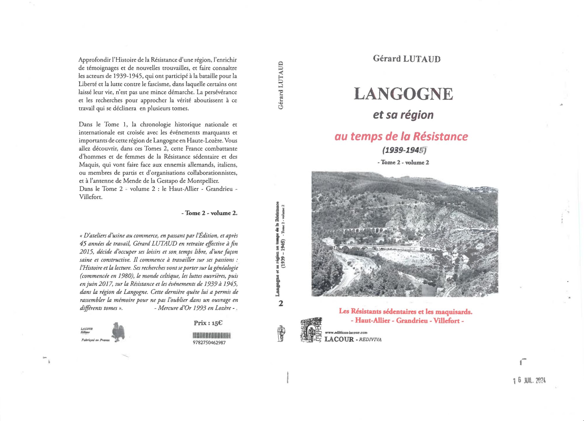 Langogne et sa région au temps de la Résistance - Tome 2