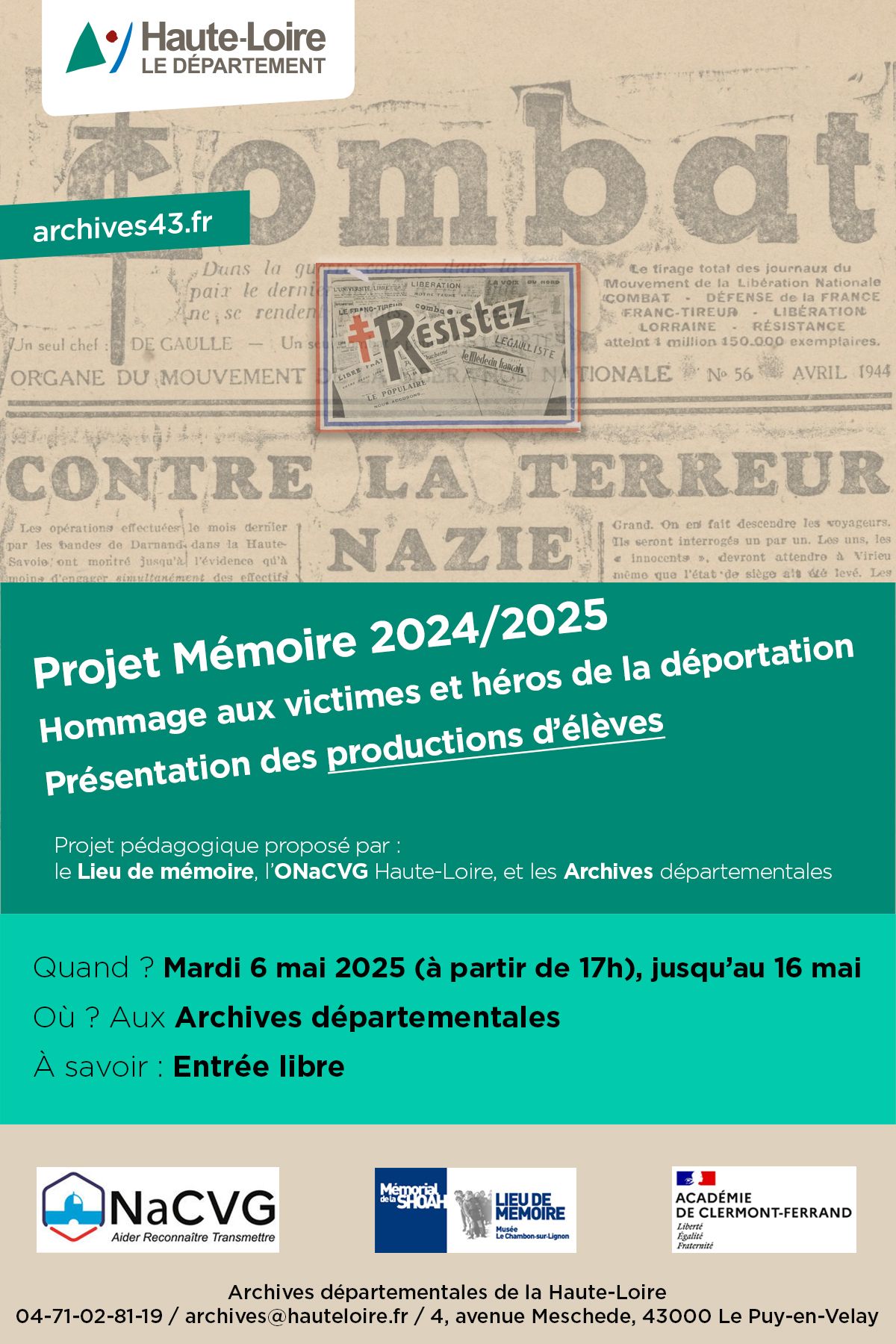 Exposition "Projet mémoire 2024/2025"