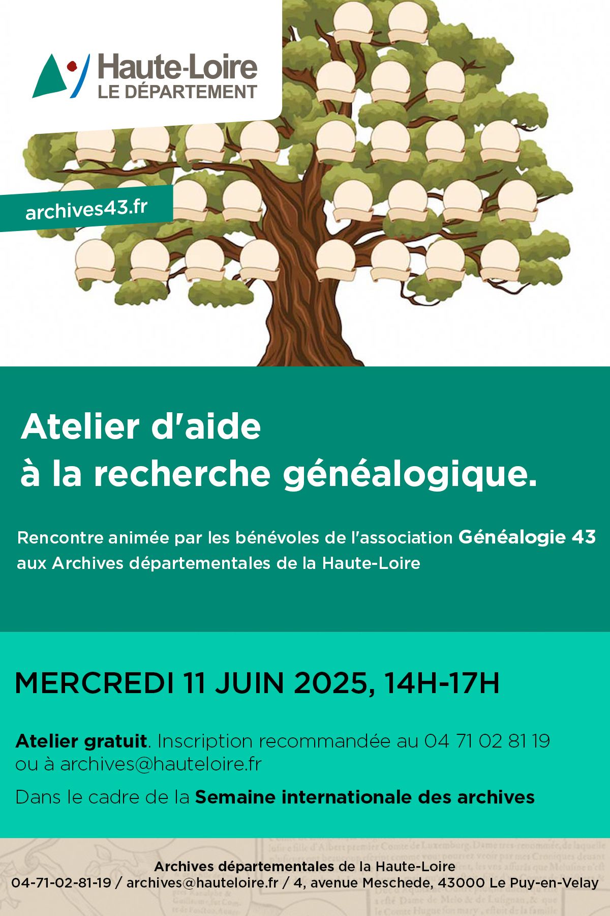 Atelier d'aide à la recherche généalogique